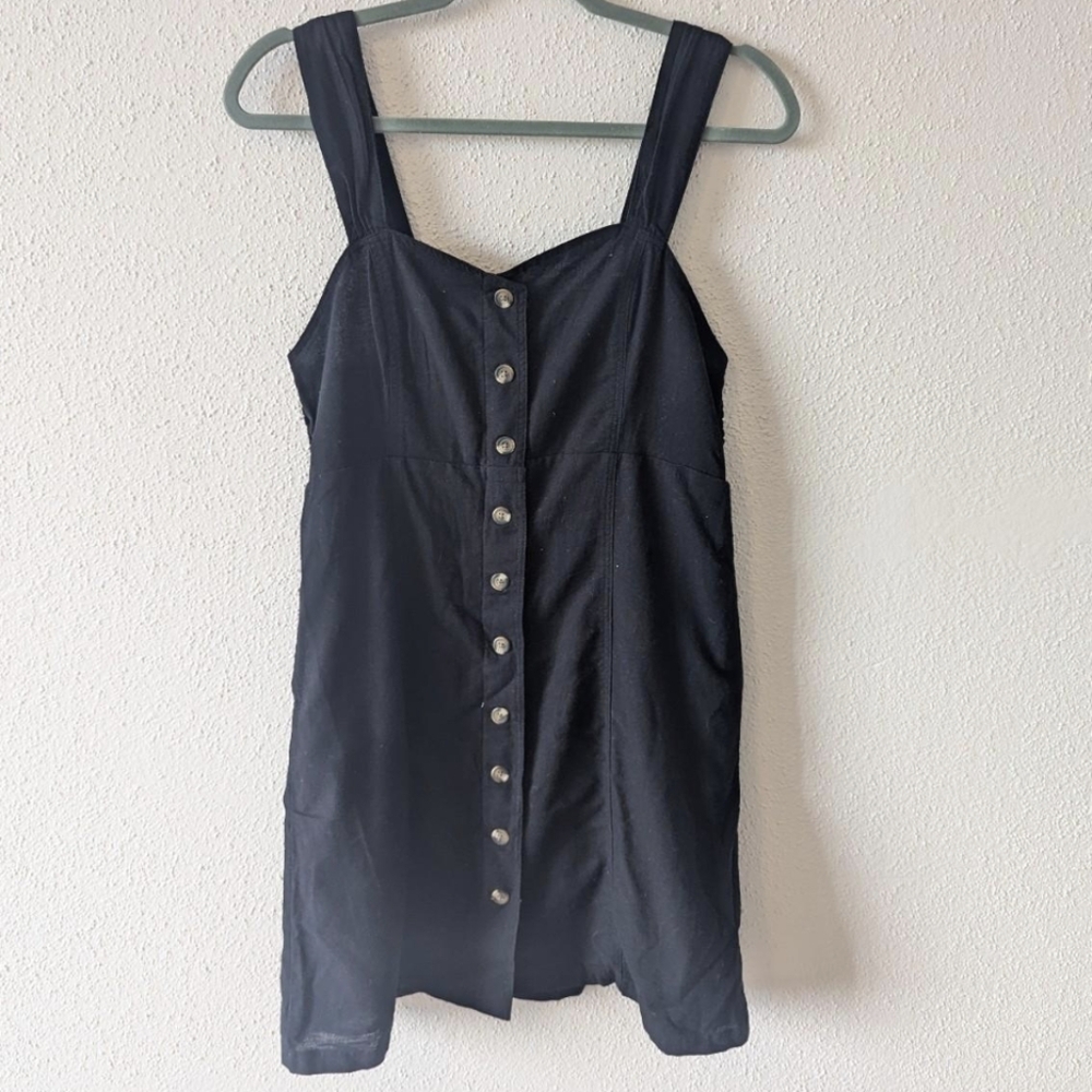 American Eagle Black Button front dress linen feel mini dress size small